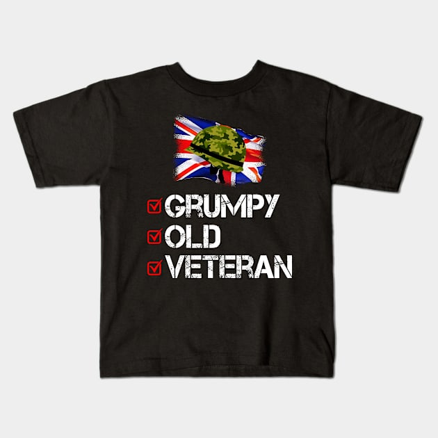 Grumpy Old Veteran Kids T-Shirt by Otis Patrick
